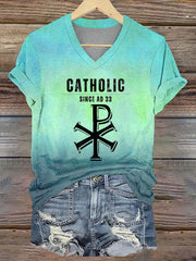 Women's Roman Catholic Traditionalist Papal V-neck T-shirt