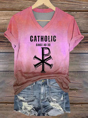 Women's Roman Catholic Traditionalist Papal V-neck T-shirt
