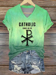 Women's Roman Catholic Traditionalist Papal V-neck T-shirt