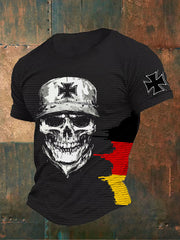 Männer Deutsches Eisernes Kreuz Schädel Print T-Shirt