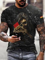 Männer Deutschland Schädel Flagge Bedruckt Kurzarm T-Shirt