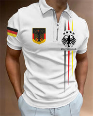 Men's Deutschland Printed Short Sleeve Zip-Up  Shirt