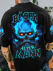 Herren BÖSER ALTER MANN VOLLSTÄNDIGER DRUCK Bedrucktes T-Shirt