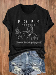 Nunca dejes que la luz de la esperanza salir de las mujeres de impresión de manga corta cuello redondo camiseta de algodón