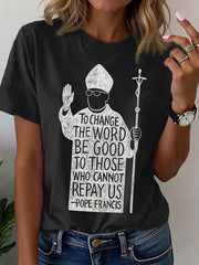 Camiseta de manga corta Papa Francisco para mujer