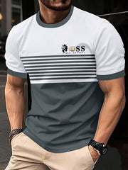 Herren Vintage Schriftzug lässig kurze Ärmel Rundhals-T-Shirt
