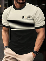 Herren Vintage Schriftzug lässig kurze Ärmel Rundhals-T-Shirt