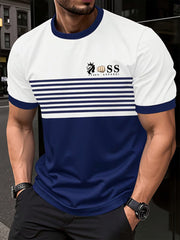Herren Vintage Schriftzug lässig kurze Ärmel Rundhals-T-Shirt