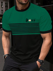 Herren Vintage Schriftzug lässig kurze Ärmel Rundhals-T-Shirt