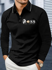 Herren Vintage Schriftzug lässig Langarm shirt