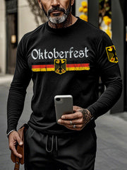 Deutsches Oktoberfest-Print-T-Shirt für Männer mit langen Ärmeln