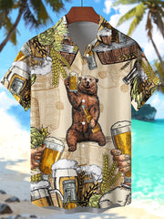 Men's beer print short sleeve shirt