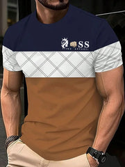 Herren Vintage Schriftzug lässig kurze Ärmel Rundhals-T-Shirt