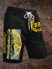 Männer Sonne und Nummer 88 Print Shorts