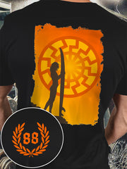 Männer Sonne und Nummer 88 bedrucktes Kurzarm-T-Shirt