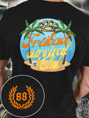Männer Sonne und Nummer 88 bedrucktes Kurzarm-T-Shirt