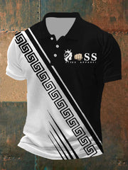Herren Vintage Schriftzug lässig Polo-Shirt