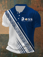 Herren Vintage Schriftzug lässig Polo-Shirt