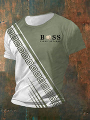Herren Vintage Schriftzug lässig kurze Ärmel Rundhals-T-Shirt