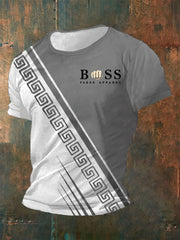 Herren Vintage Schriftzug lässig kurze Ärmel Rundhals-T-Shirt