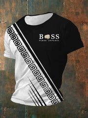 Herren Vintage Schriftzug lässig kurze Ärmel Rundhals-T-Shirt