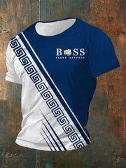 Herren Vintage Schriftzug lässig kurze Ärmel Rundhals-T-Shirt