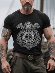 Herren Retro Viking Symbole im nordischen Stil Casual T-Shirt