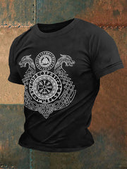 Herren Retro Viking Symbole im nordischen Stil Casual T-Shirt