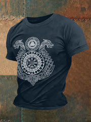 Herren Retro Viking Symbole im nordischen Stil Casual T-Shirt