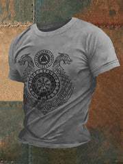 Herren Retro Viking Symbole im nordischen Stil Casual T-Shirt
