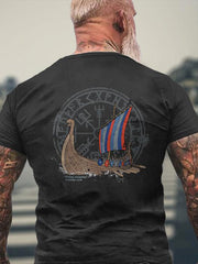 Gedrucktes Schiff im Wikinger-Stil für Männer T-Shirt