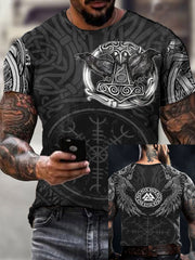 Herren Viking Style Vegvísir & Raben Bedrucktes T-Shirt
