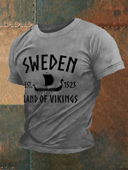 Herren Retro Schweden Land der Wikinger Casual T-Shirt