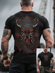 Herren Retro Viking Warrior Print Nordic Style Casual T-Shirt