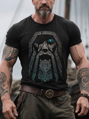 Herren Viking Style Odin Bedrucktes T-Shirt