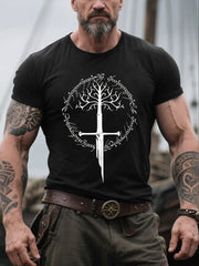 Bedrucktes T-Shirt für Herren Raben im Wikinger-Stil & Vegvísir