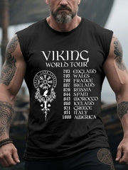 Herren Retro Viking World Tour Freizeit-Tanktop im nordischen Stil