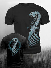 Herren Viking Style Norrh Celtic Dragon Bedrucktes T-Shirt
