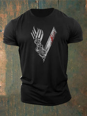 Männer Wikinger Stil Krieger Bedrucktes T-Shirt