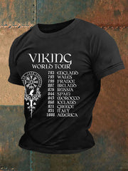 Herren Retro Viking World Tour Viking Blood Nordic Style Casual T-Shirt