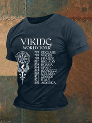 Herren Retro Viking World Tour Viking Blood Nordic Style Casual T-Shirt