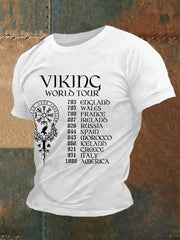 Herren Retro Viking World Tour Viking Blood Nordic Style Casual T-Shirt