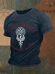 Herren Retro Viking Blood Lässiges T-Shirt im nordischen Stil