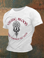 Herren Retro Viking Blood Lässiges T-Shirt im nordischen Stil