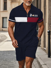 Herren Casual Business Kurzarm Reiß verschluss Anzug