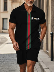 Herren Casual Business Kurzarm Reiß verschluss Anzug