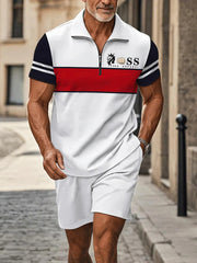Herren Casual Business Kurzarm Reiß verschluss Anzug