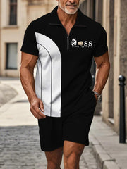 Herren Casual Business Kurzarm Reiß verschluss Anzug