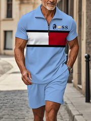 Herren Casual Business Kurzarm Reiß verschluss Anzug