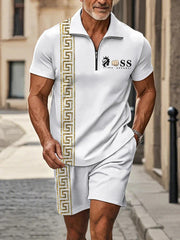Herren Casual Business Kurzarm Reiß verschluss Anzug